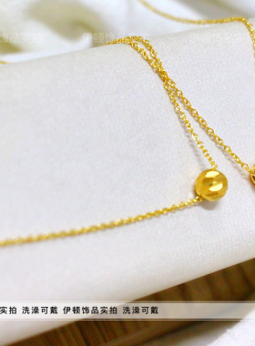 钛钢不掉色切割菱形转运珠项链