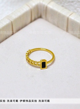 钛钢不掉色冷淡风不对称链条戒指