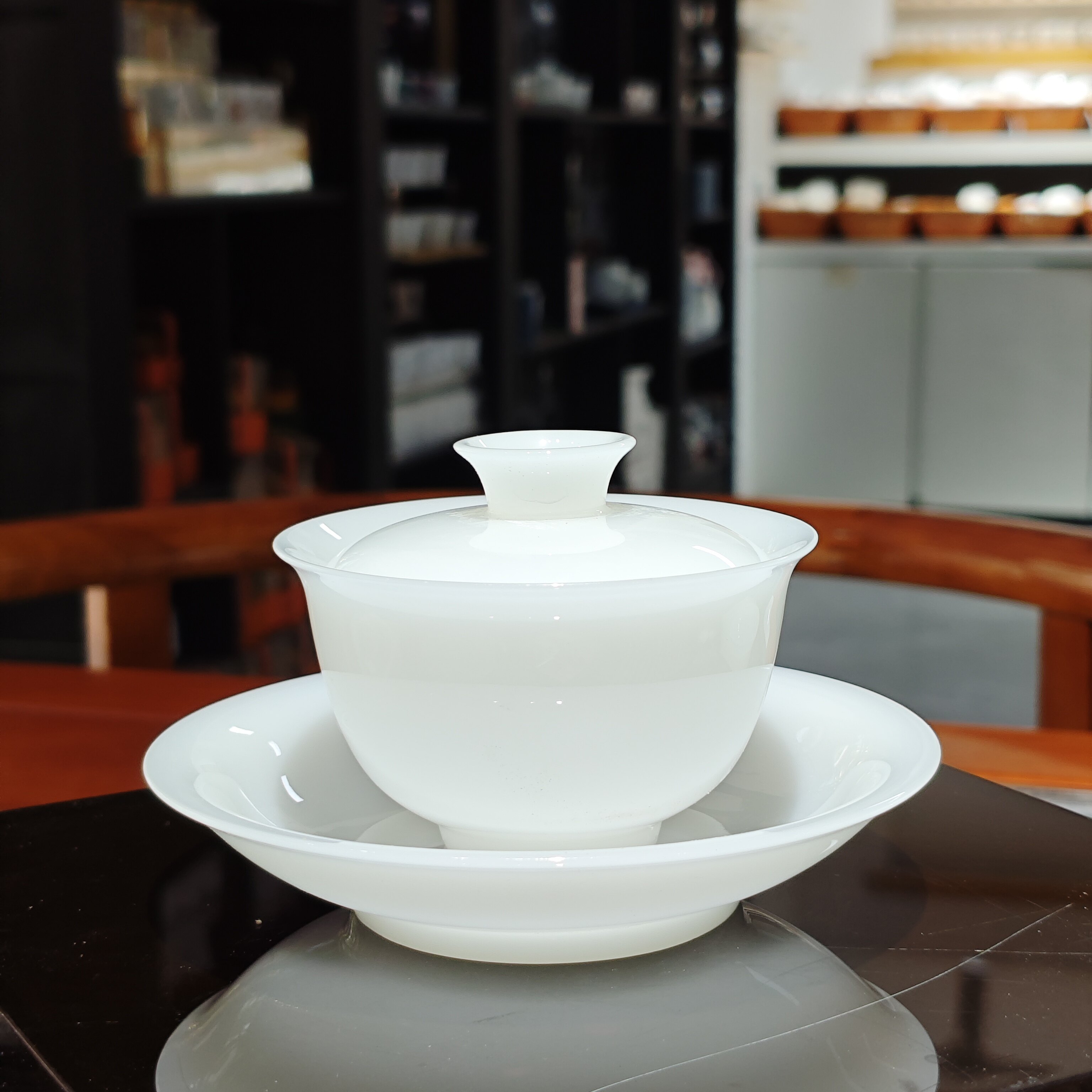 白皙贵妃盖碗古典宫廷复古优雅居家品茗轻奢雅致臻品精选佳品优选