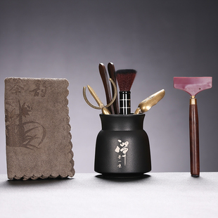 茶道六君子禅茶一味茶具配件用品大全收纳筒泡茶工具茶巾茶刮摆件