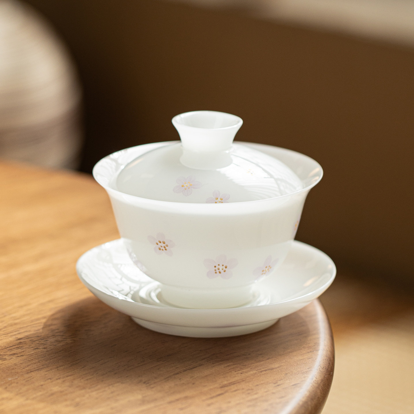 白皙邹菊沐风盖碗茶杯清新淡雅秋韵功夫茶杯套装居家品茗轻奢雅品