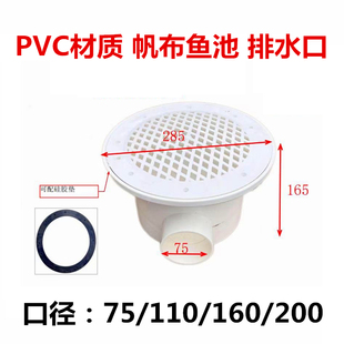 养殖鱼池排水口PVC接管排污配件帆布池水塔过滤池放水口地漏网桶