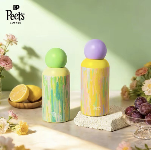 Peets油画便携保温杯360ml创意圆球款户外运动水杯316不锈钢内胆