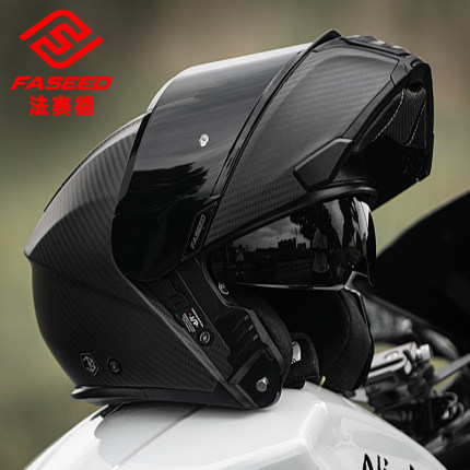 FASEED法赛德碳纤维揭面盔929双镜摩托车头盔男女全盔防雾大码3XL