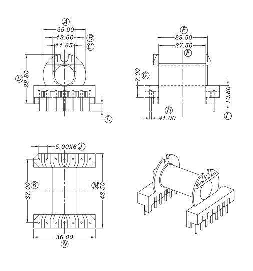 ER35 EC35高频变压器骨架磁芯 卧式7+7针 排距37mm电源材料,电子元器件市场,电子专用材料,淘宝优惠券,粉丝福利购,淘宝优惠卷