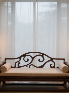 宋式美学禅意黑胡桃木罗汉床高端定制设计师同款白蜡木网红美人榻