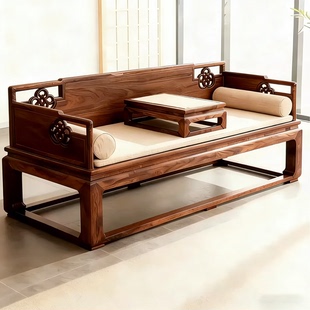 2026高端定制罗汉床设计师同款 美学禅意黑胡桃木 美人榻贵妃榻宋式