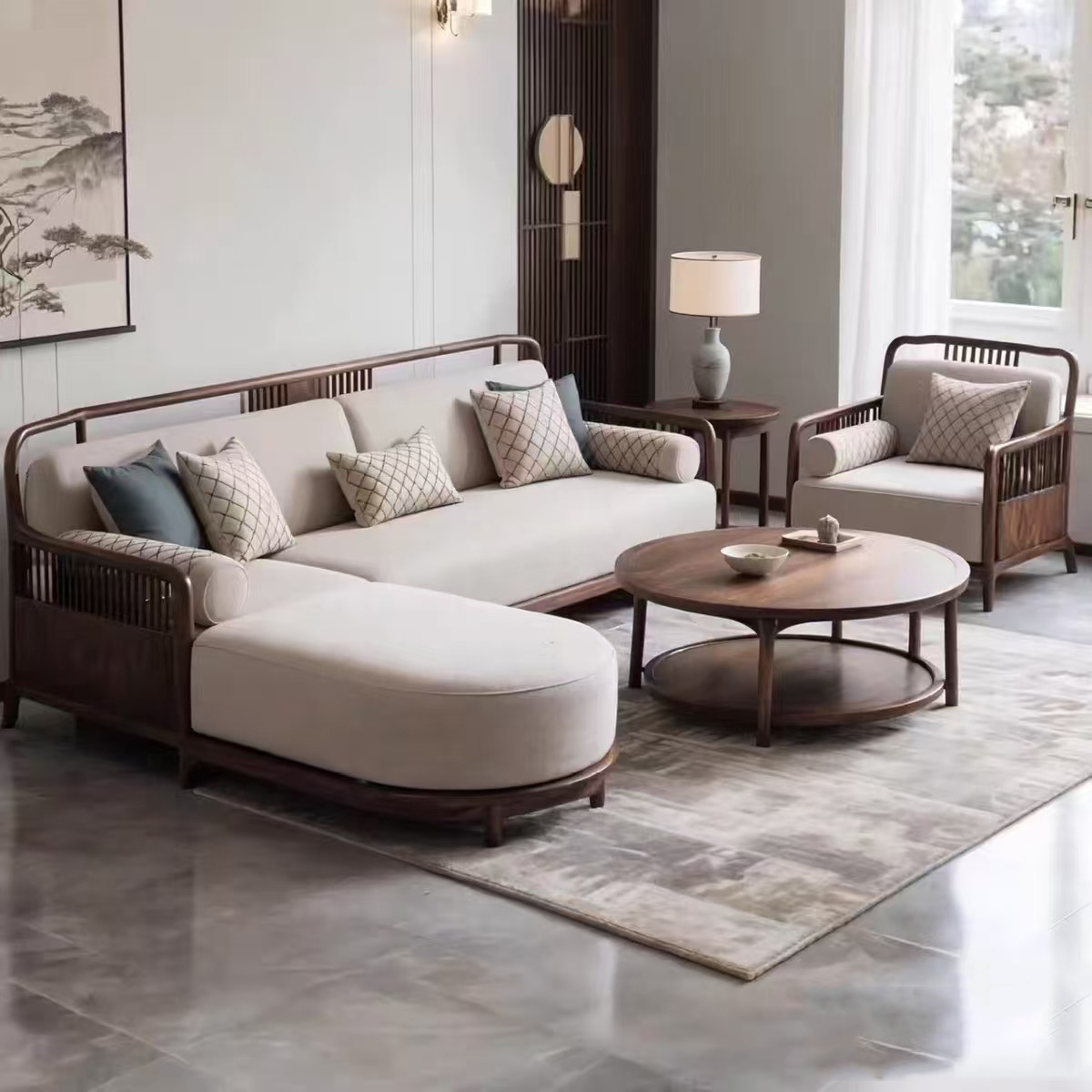 高端定制宋式美学黑胡桃木休闲沙发设计师同款办公室酒店民宿家具,住宅家具,沙发,淘宝优惠券,粉丝福利购,淘宝优惠卷