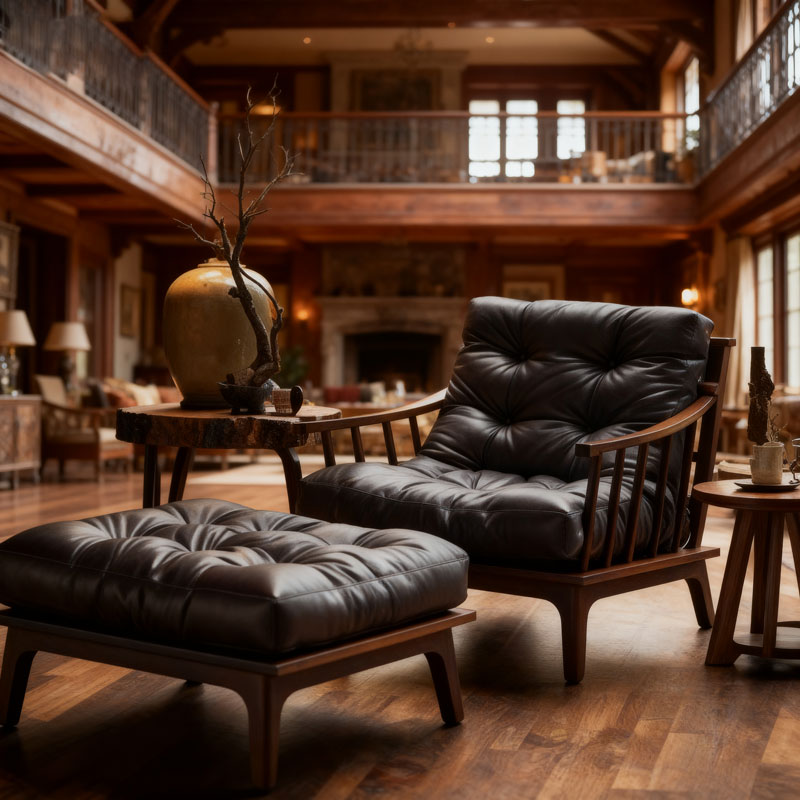 宋式美学设计师同款黑胡桃木沙发别墅轻奢办公室白蜡木高端定制