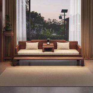 高端定制宋式美学白蜡木黑胡桃木实木罗汉床美人贵妃榻设计师同款