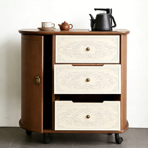 新中式茶柜置物架茶室茶叶架子博古架茶具多层展示柜收纳茶桌边柜