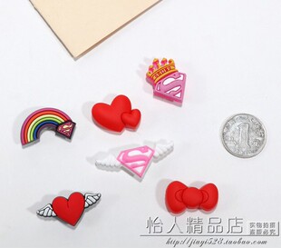 PVC软胶贴片 手机壳冰箱贴胸针发饰DIY配件 爱心翅膀皇冠彩虹蝴蝶