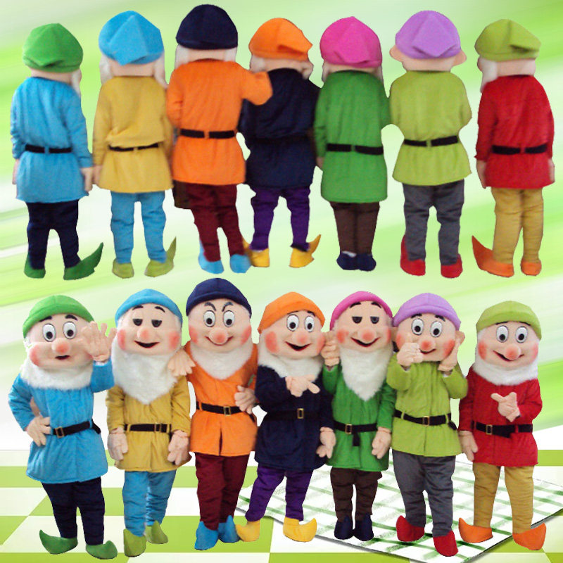 七个小矮人卡通行走人偶服装白雪公主头套人偶服广告宣传道具服