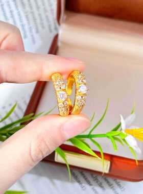 铜合金金店同款拉丝老钱风繁星点点戒指女款轻奢高级感仿真金指环
