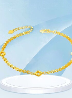 香港纪梵哲沙金饰品四叶草凤尾脚链女小众设计仿黄金脚链轻奢高级