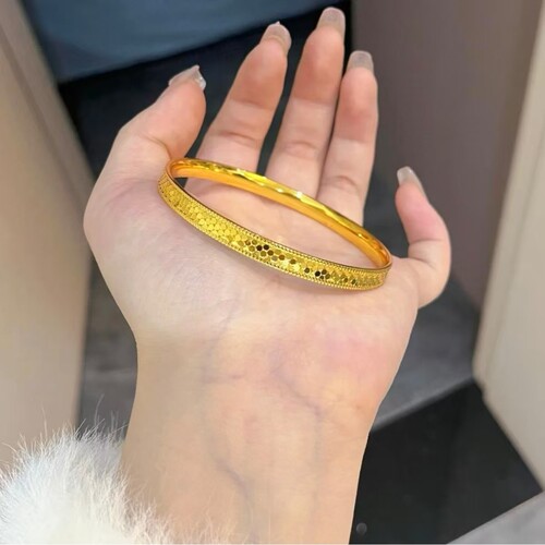 香港纪梵哲沙金首饰品龙鳞手镯女士高级感时尚单品百搭通勤款仿真