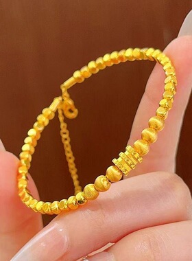 香港纪梵哲沙金饰品小蛮腰猫眼碎金手环轻奢百搭高级感饰品女小众