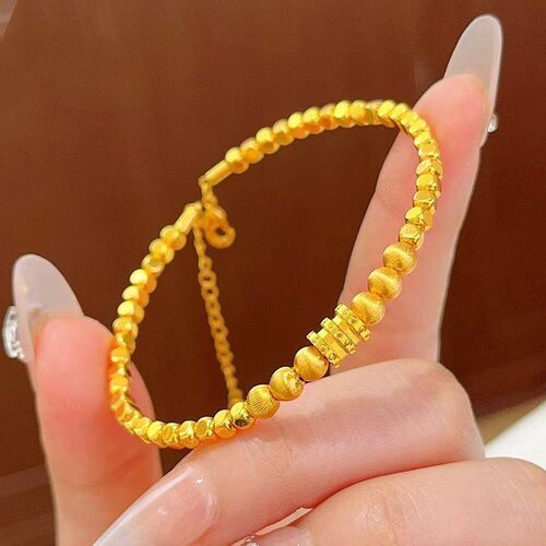 香港纪梵哲沙金饰品小蛮腰猫眼碎金手环轻奢百搭高级感饰品女小众