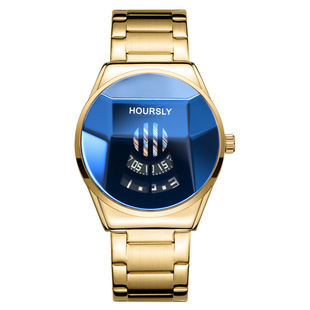 HOURSLY男士手表黑科技跨境石英男表圆形机车wristwatch外贸