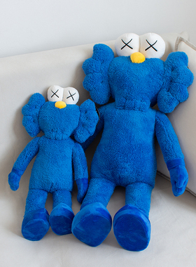 芝麻街公仔抱枕毛绒玩具蓝色kaws玩偶床上睡觉抱娃娃沙发装饰摆件