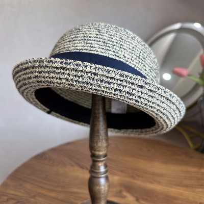 日系圆顶丸子草帽女混编帽