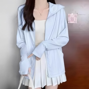 冰丝防晒开衫 外穿宽松薄款 外套 夏季 蓝色凉感防晒服女外衣2025新款