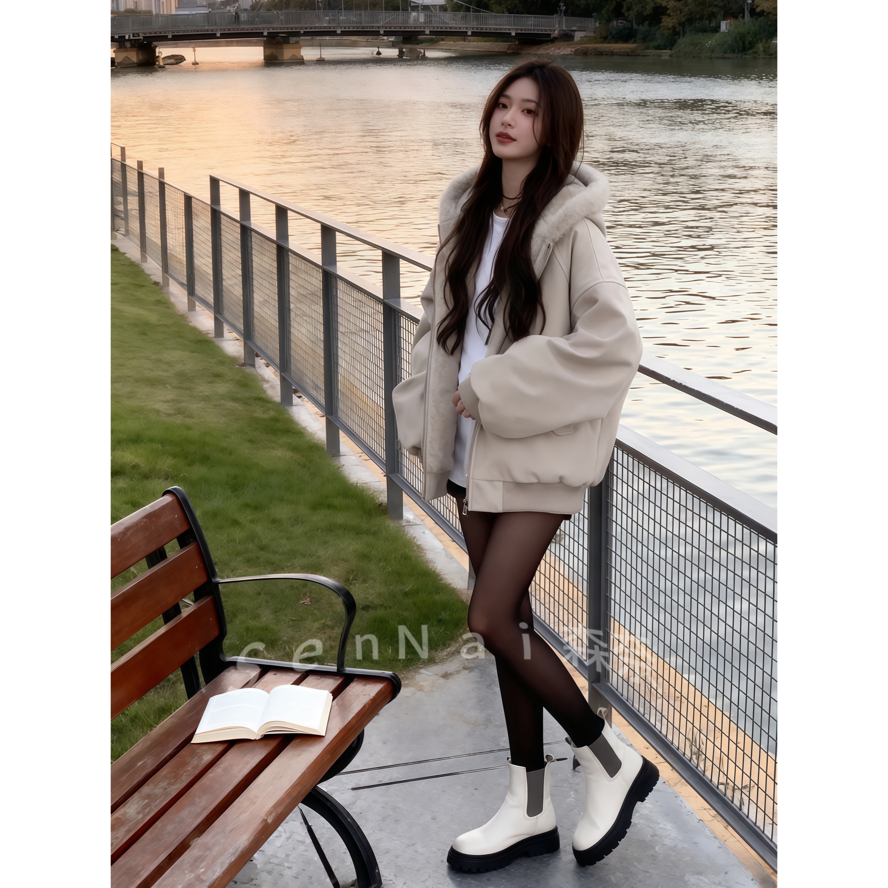 美式连帽加绒加厚棉服外套