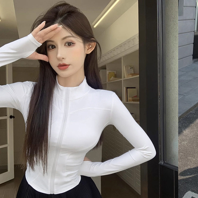 修身防晒衣外套女立领显瘦夏季透气2025新款无帽瑜伽运动冰丝 - 实物图