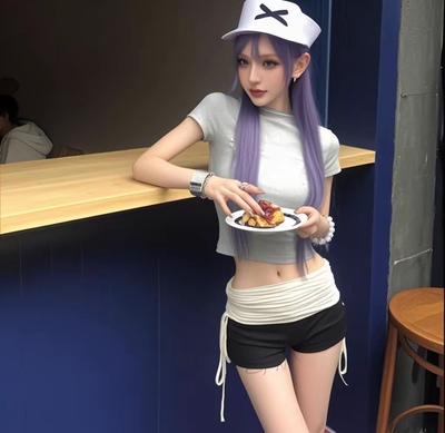 灰色蝴蝶结印花T恤2025夏季新款法式心机辣妹短款半高领短袖上衣