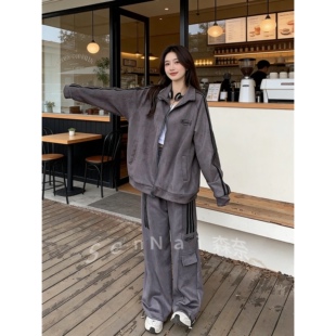 2025时尚卫衣运动套装女2025春秋新款美式休闲韩版宽松两件套女款