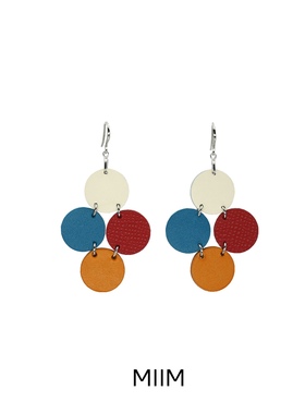 MIIMX四时小众设计夸张艺术气质手工牛皮耳环纯银耳饰复古