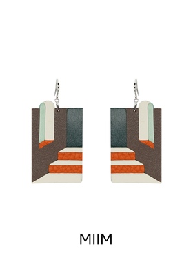 MIIMX时光小众设计夸张艺术气质牛皮耳环纯银耳饰复古