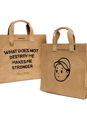 FINERWORLD牛皮纸可水洗托特包女大容量ins风男轻便通勤手提包潮