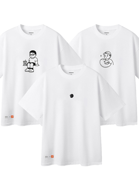 FINERWORLD原创设计IP图形印花男女趣味宽松t恤情侣可爱棉短袖T恤