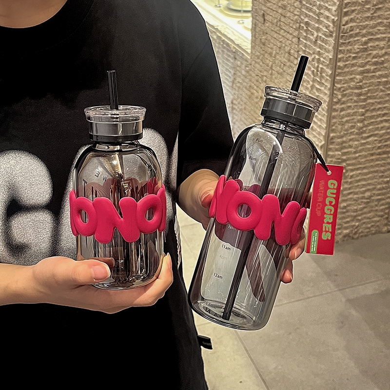 防炸耐高温带吸管玻璃杯