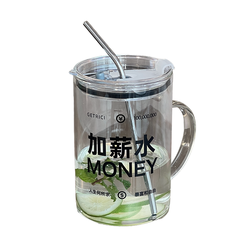 简约水杯女士大容量1000ml带盖吸管杯耐高温泡茶杯网红玻璃杯男款