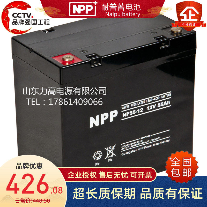 耐普蓄电池 耐普NP12-55Ah/12V55AH密封免维护蓄电池 NPP电力设备