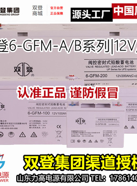 双登6-GFM-100/12V100Ah12伏26a38a65a免维护胶体UPS应急设备电瓶
