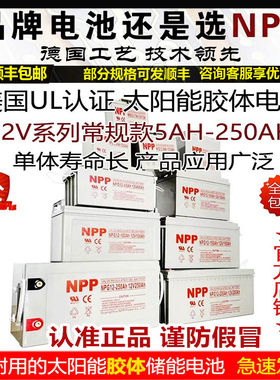 npp耐普NP12-100A太阳能胶体蓄电池12v65ah大容量房车电梯UPS电瓶