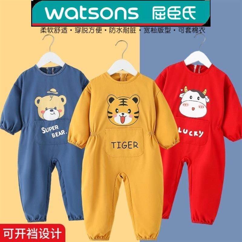 宝宝罩衣爬行服婴儿一体护衣儿童连体全身防水防脏爬爬服哈服秋冬