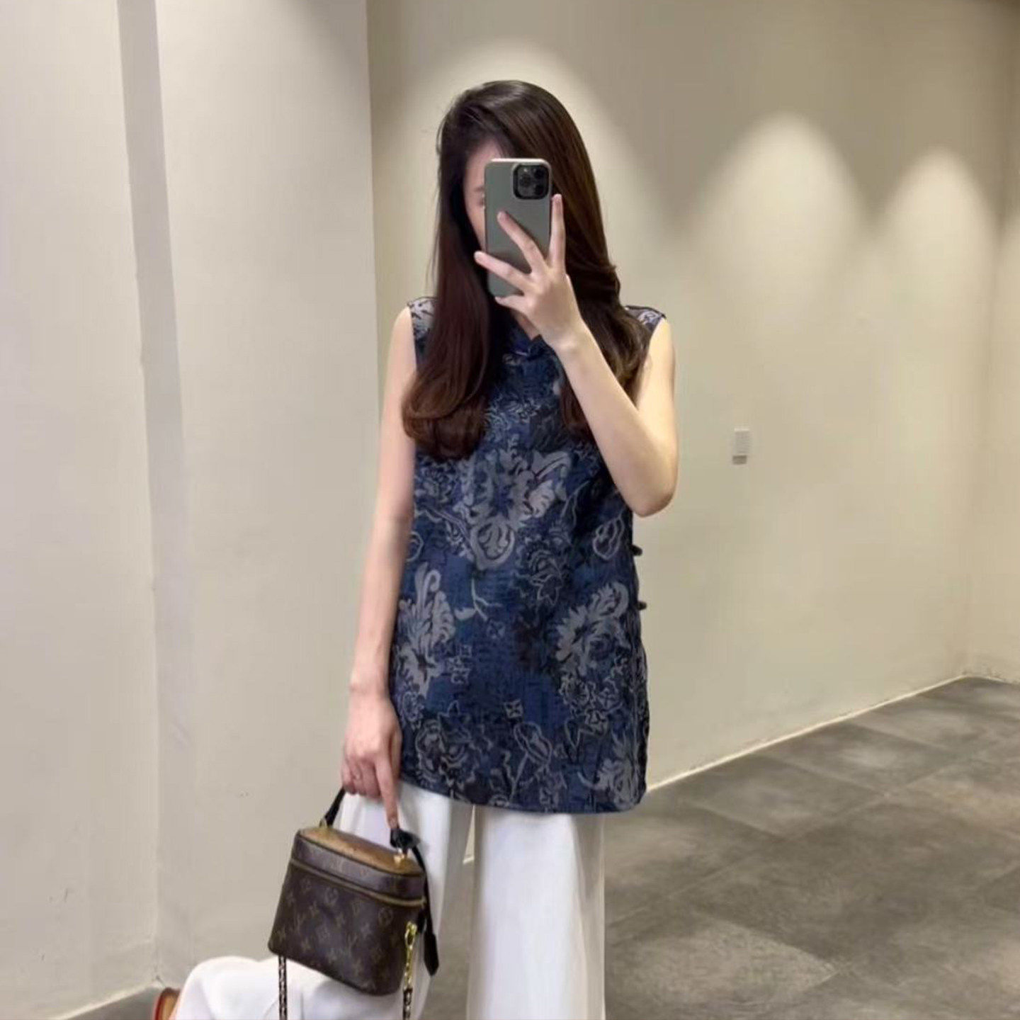 声雨竹新中式国风复古高级感穿搭套装女夏季盘扣立领背心T恤上衣