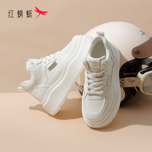 红蜻蜓休闲板鞋女秋冬新款时尚厚底柔软舒适小白鞋增高百搭女鞋