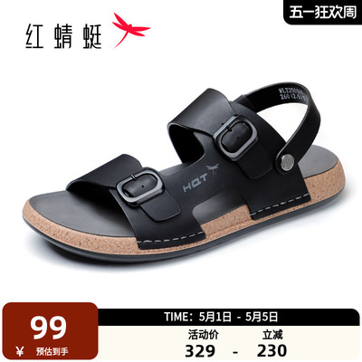 红蜻蜓沙滩鞋2025夏季新款软弹两穿户外凉拖勃肯凉鞋男士WLT25014