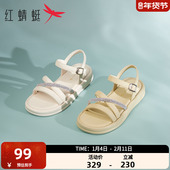 夏季 休闲凉鞋 女轻便百搭时尚 红蜻蜓女鞋 一字带厚底凉拖鞋 女