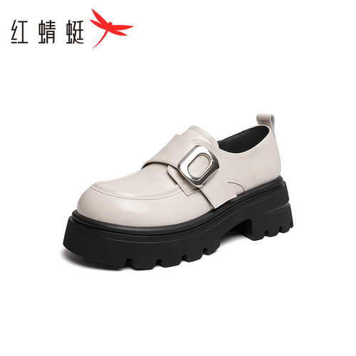 红蜻蜓增高厚底乐福小皮鞋