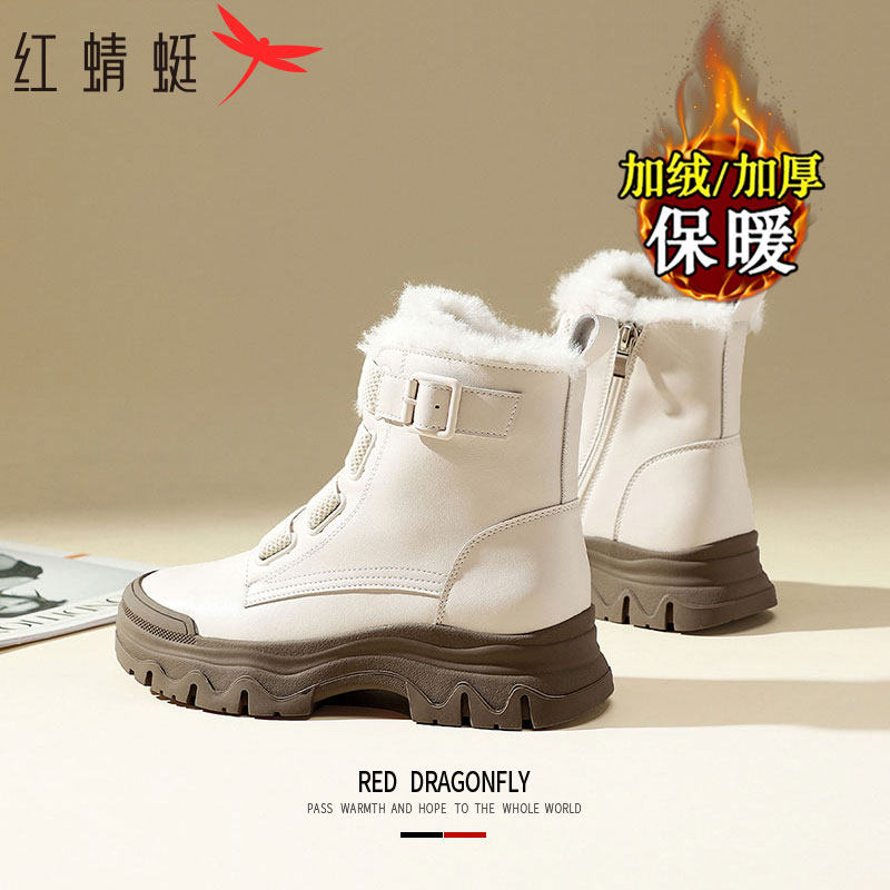 红蜻蜓厚底雪地靴女款2025