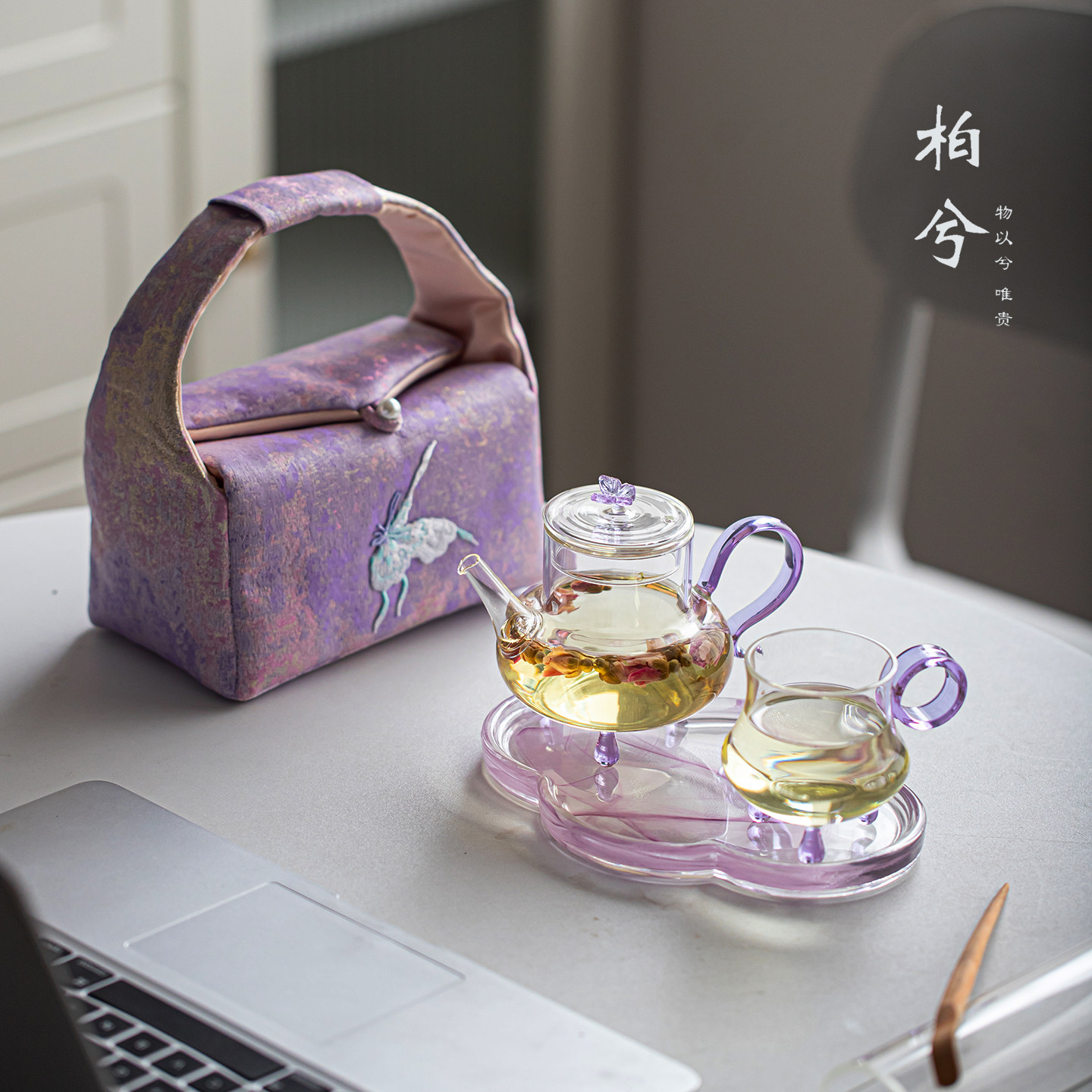 一人独饮小茶具可携式玻璃茶壶旅行茶具套组一壶一杯快客杯旅行茶图片