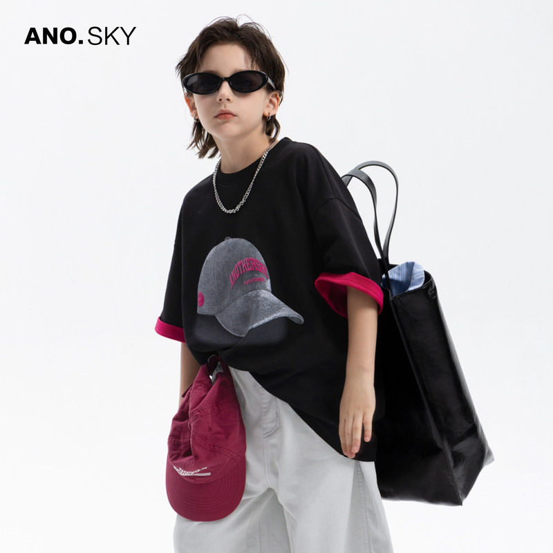 anothersky 男大童夏季潮牌街舞短袖痞帅t恤2026新款儿童凉感上衣