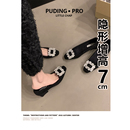 子气质百搭瓢鞋 内增高法式 小个子高跟鞋 女2025年春秋新款 中跟单鞋