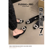 中跟单鞋 女2025年春秋新款 小个子高跟鞋 内增高法式 子气质百搭瓢鞋